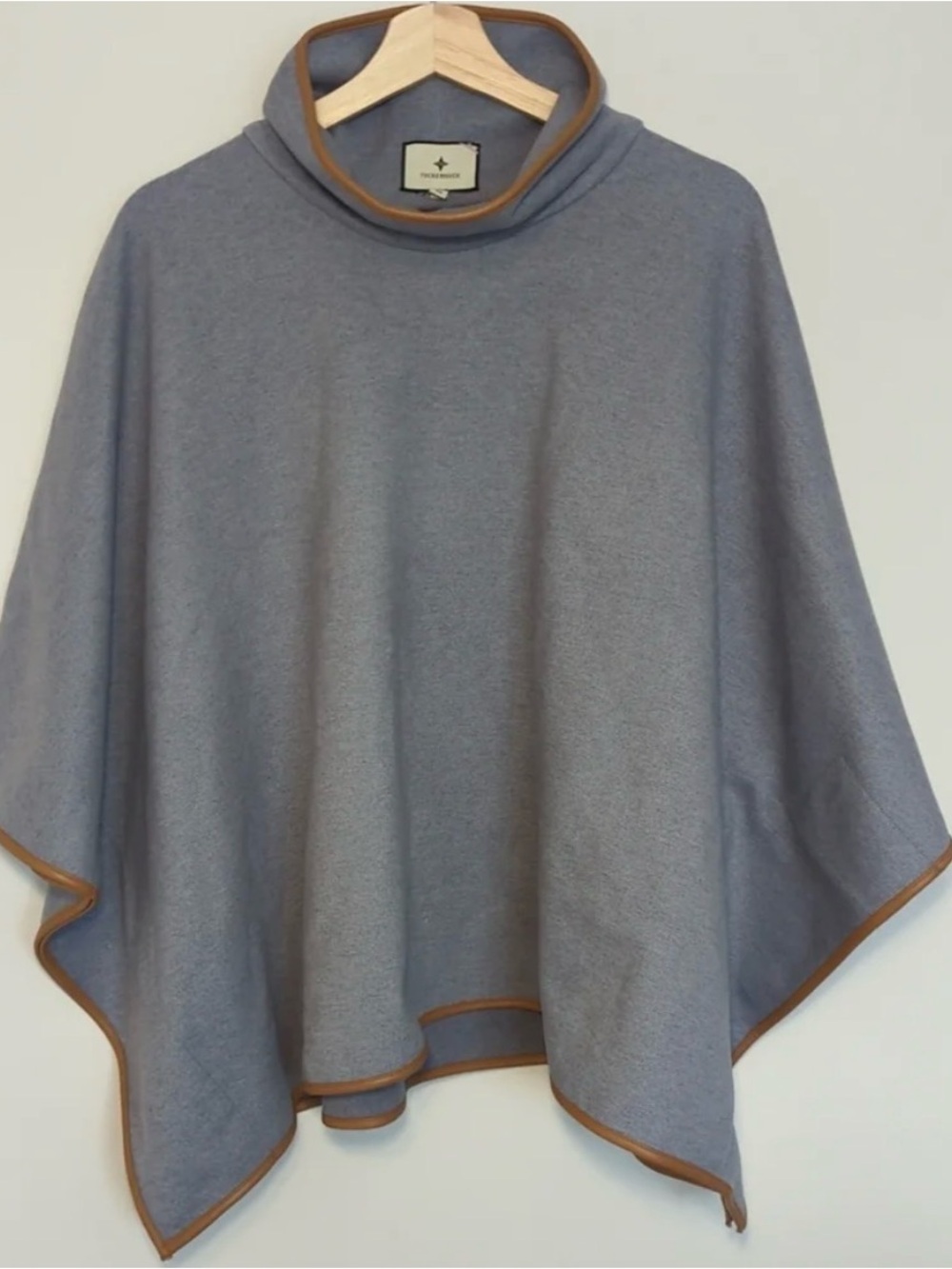 Tuckernuck Gray Poncho with Tan Leather Trim